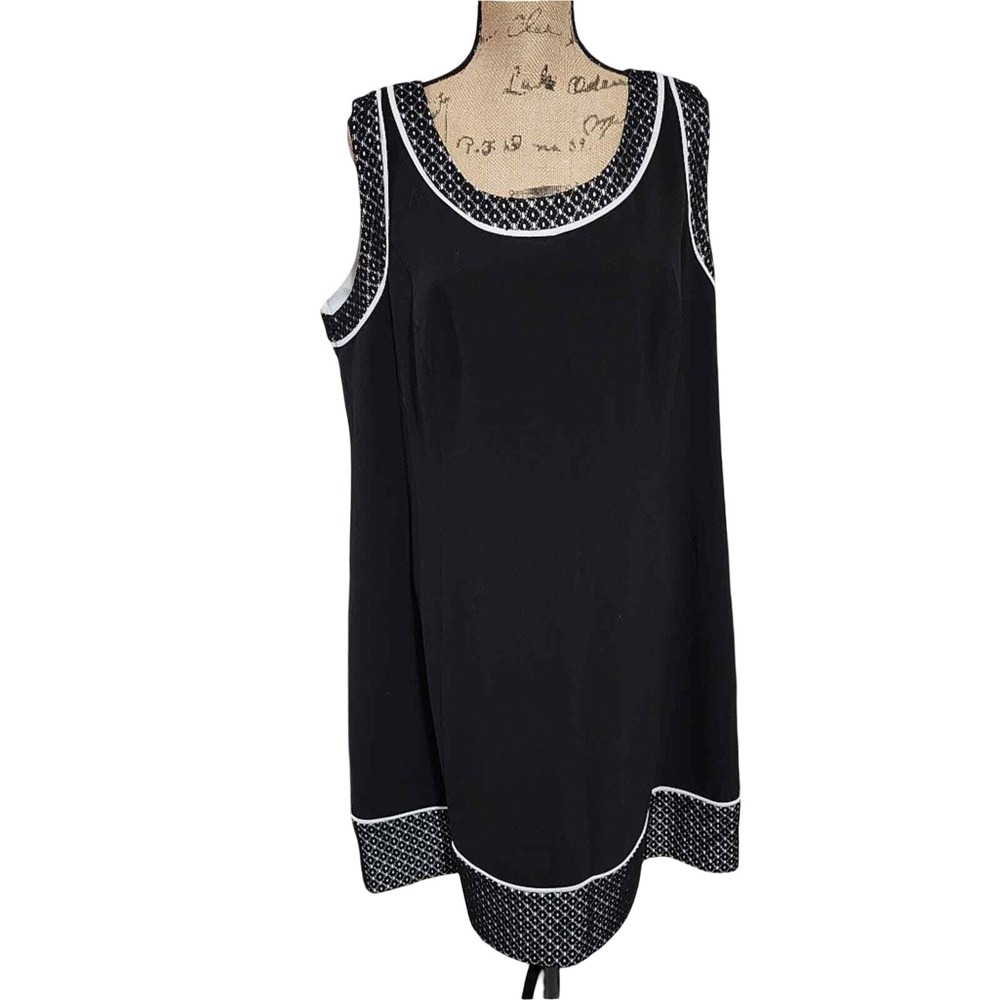 Catherines Women 20W Black White Lace Trim Sleeveless Shift Dress NWT 001036018